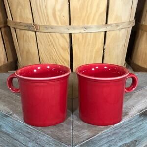 Fiesta Scarlet Red 10.25 Oz. Ceramic Coffee Mugs Set 2 PC